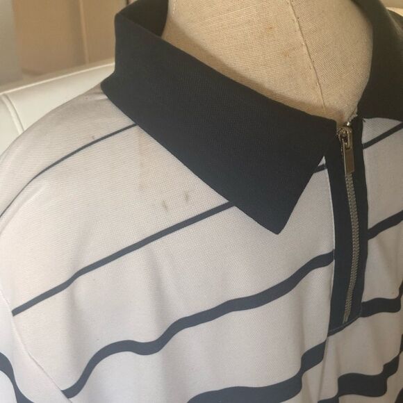 Men's Navy Striped Polo Shirt - Picture 3 of 4